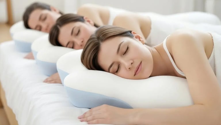People sleeping on their side using an ergonomic pillow designed for side sleepers.