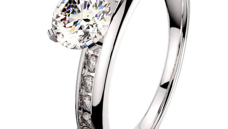 Vista 2 del Anillo de Compromiso Oro Blanco 14k con Diamantes Laterales