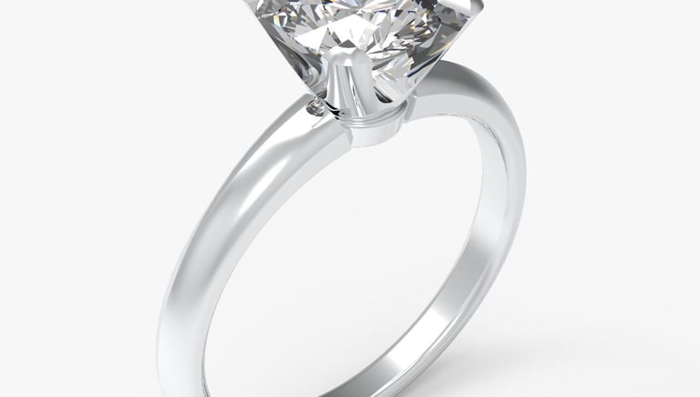 Vista Isometrica Anillo de Compromiso Oro Blanco 14k Solitario