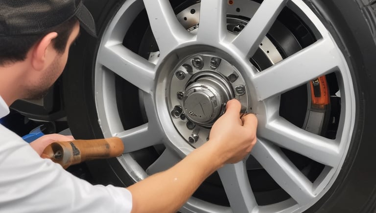 A close-up of a mechanic fixing a bike's engine.