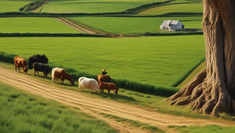 A financial advisor discussing plans with a farmer in an office setting with agricultural charts.