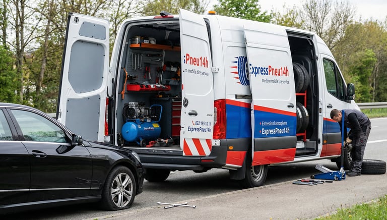 Camion atelier ExpresPneu24h en dépannage pneus sur place en Île-de-France