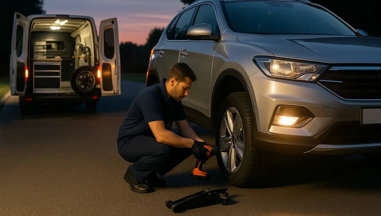 Dépannage pneus de nuit sur place avec intervention rapide