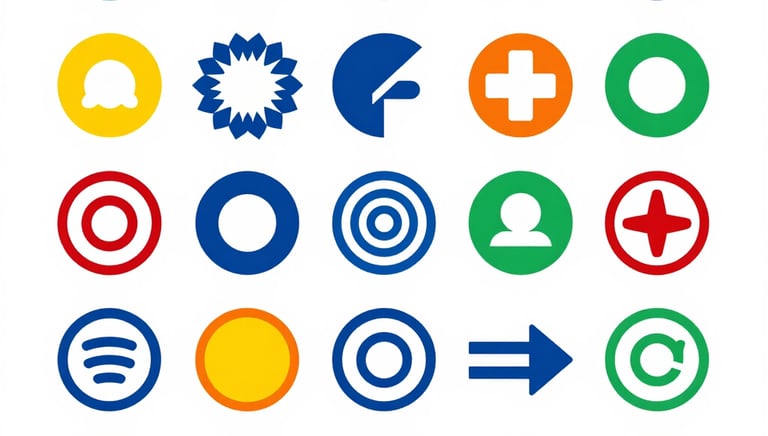 A collection of minimalist logo sketches and polished digital versions on a clean desk.