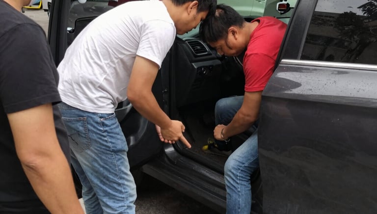 auto locksmith helping with a car lockout situation