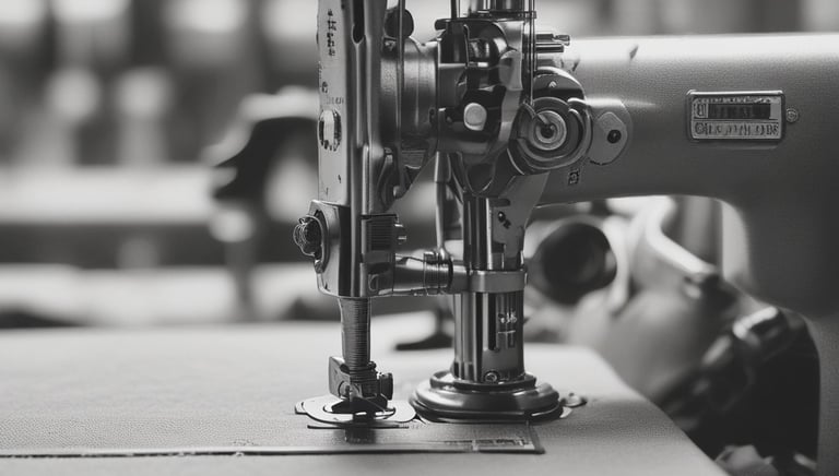 Close-up of delicate women's underwear being carefully crafted on a sewing machine