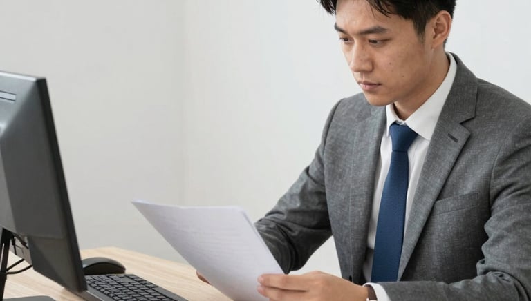 A friendly technician assisting a client with computer setup in a bright office.