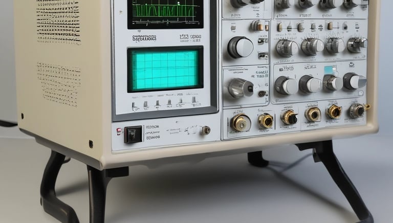Close-up of high-tech measurement equipment being calibrated by a specialist