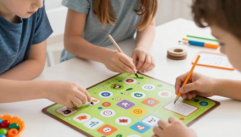 Kids exploring science kits with focused expressions in a cozy lab setting