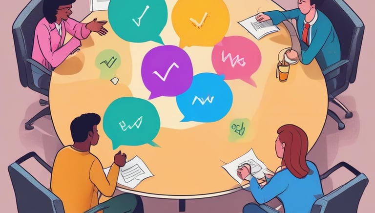 Business meeting between investors discussing plans over camping site blueprints.