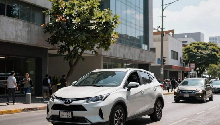 A comfortable car interior with a driver ready to assist a passenger.