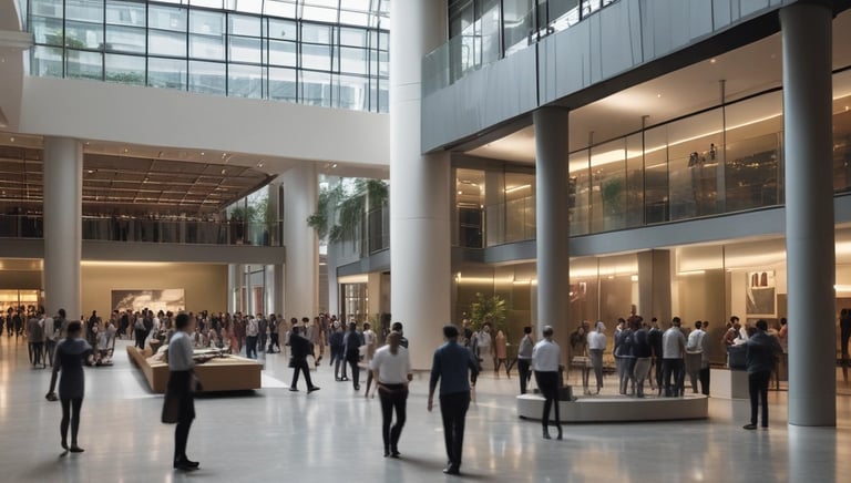 Technician inspecting HVAC system in a government office building.