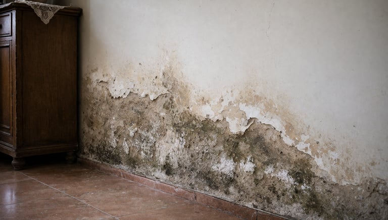 Pared con olor persistente por humedad acumulada