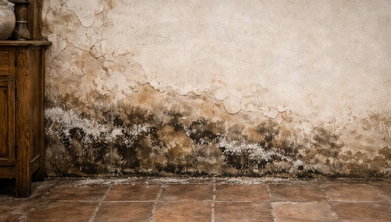 Deterioro de paredes y revestimientos por humedad por capilaridad
