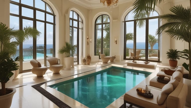 A sleek, cinematic shot of a luxury home exterior at sunset.