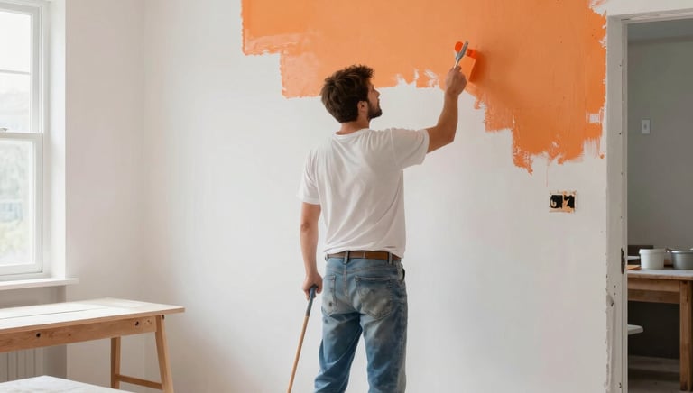Architect reviewing detailed 3D building renderings on a large screen.