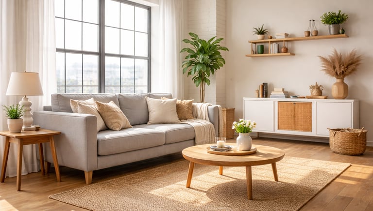 professional home cleaning service in bright modern living room