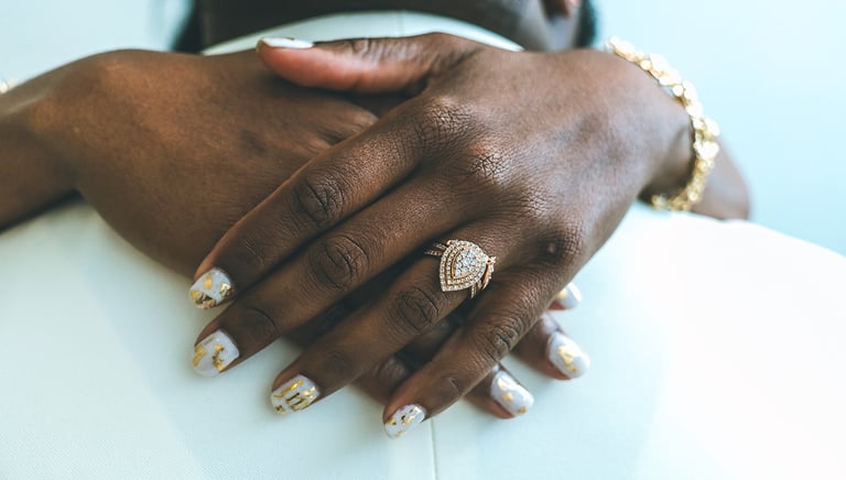a louisiana bride with a wedding ring on her finger