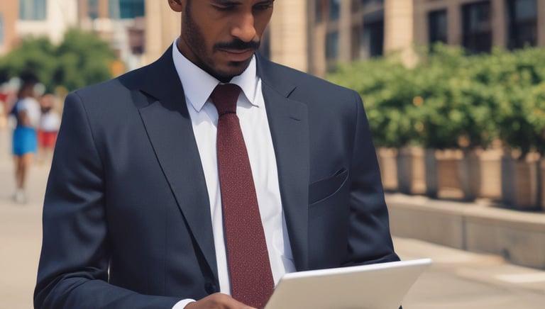 Close-up of hands filling out embassy forms with Eritrean flag in the background.