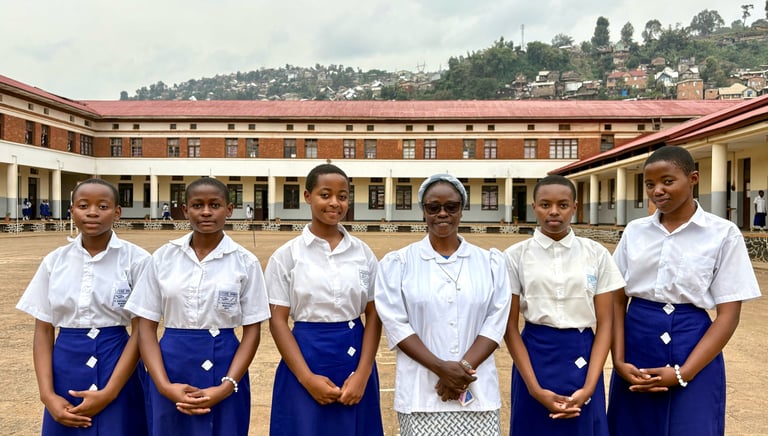 La Sœur  Préfet du Lycée Wima, avec les responsables du gouvernement des élèves, Novembre 2025