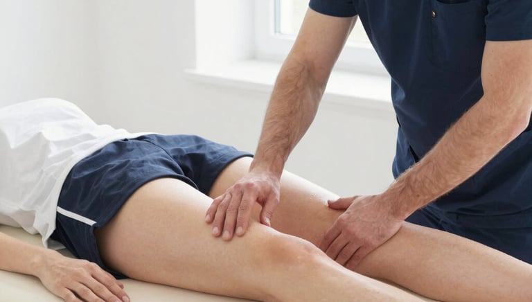 Close-up of hands performing gentle lymphatic massage on a client's arm.