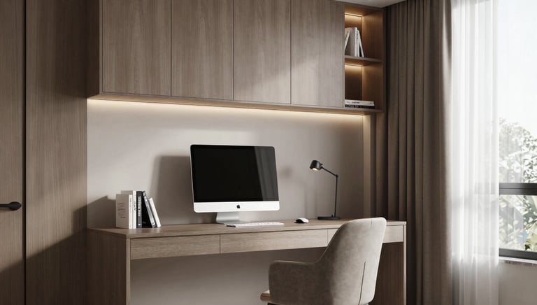 Young professionals working remotely in a stylish, adaptable living space.