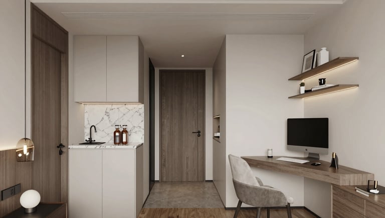Modern European cityscape with diverse residential buildings reflecting flexible living.