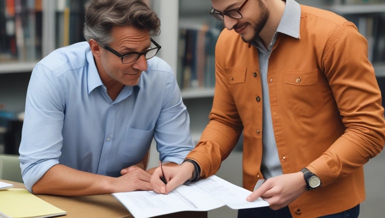 Technical consultant discussing electrical plans with a client.