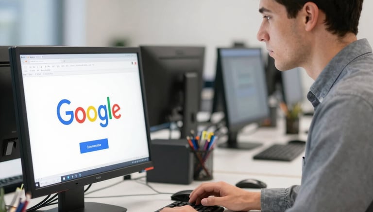 Graph illustrating increasing website traffic and search engine rankings on a laptop screen.