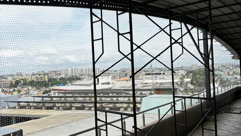 safety net securely installed on a residential balcony in Mumbai.