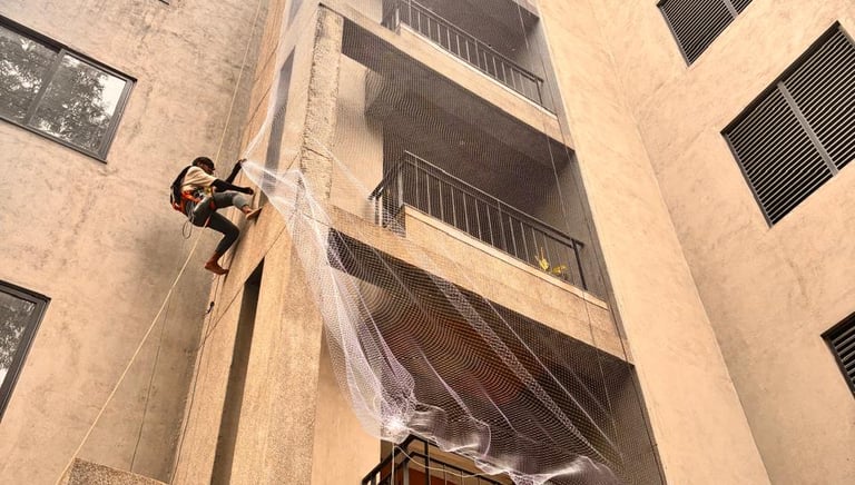 Professional pigeon nets installation in Pune ensuring clean and hygienic balconies.