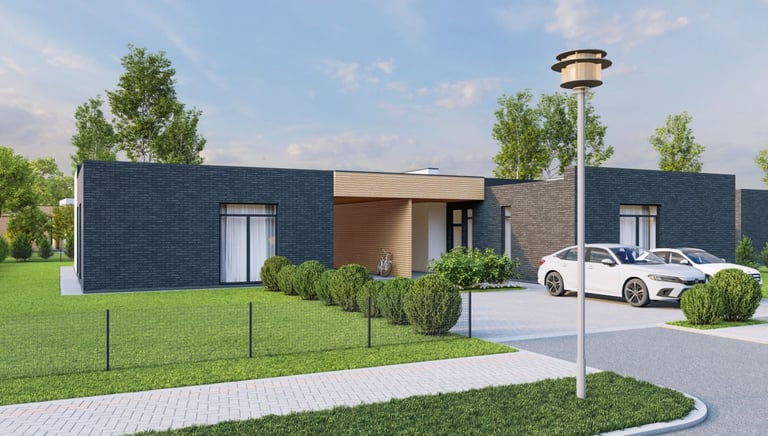 kotedžas nuo gatvės pusės