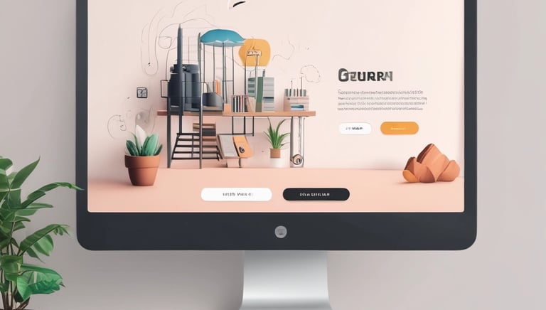 An engaging custom e-commerce website shown on a tablet with shopping icons around.
