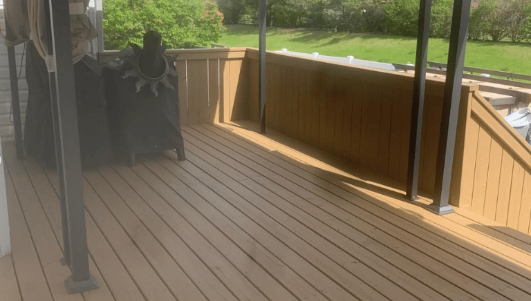 stained deck, newly finished deck staining in red deer.