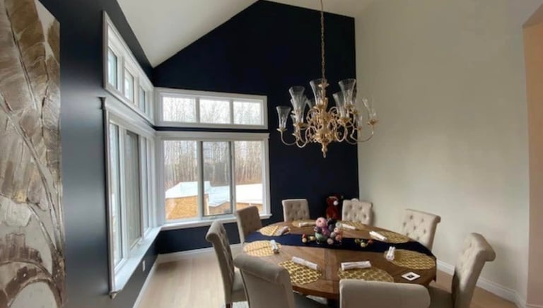 freshly painted interior dining room with feature wall, located in red deer