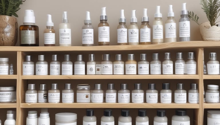 A serene workspace with skin analysis tools and natural ingredients arranged neatly.