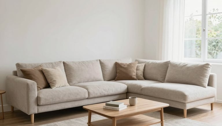Cozy living room in a transitional home with warm lighting and comfortable seating.
