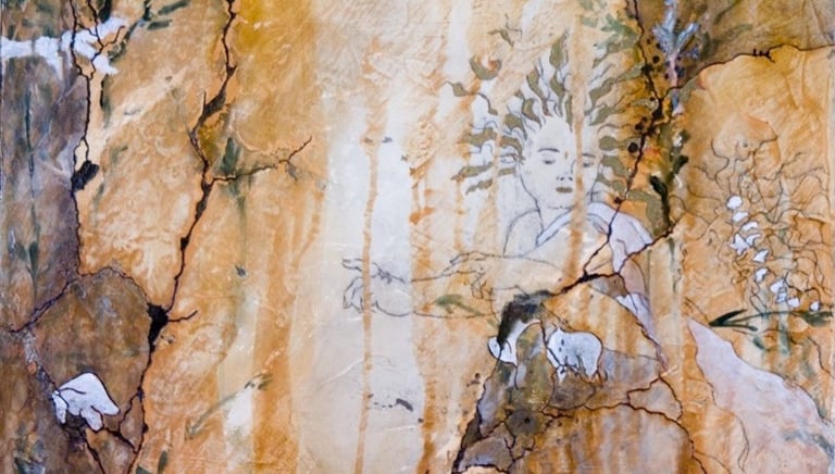 Make UP 2000 16” x 20” Acrylic, Plaster on Canvas Private Collection