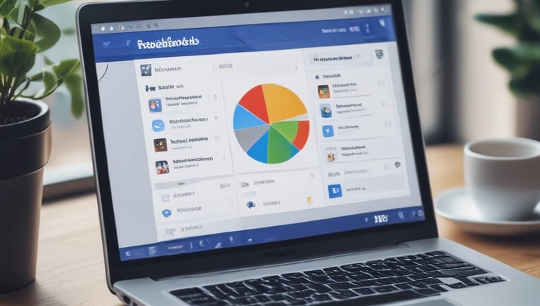 A clean, modern laptop screen displaying a minimalist website design in blue tones.