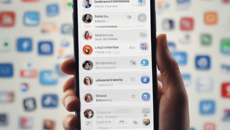 A smartphone showing social media apps with notifications and engagement icons.