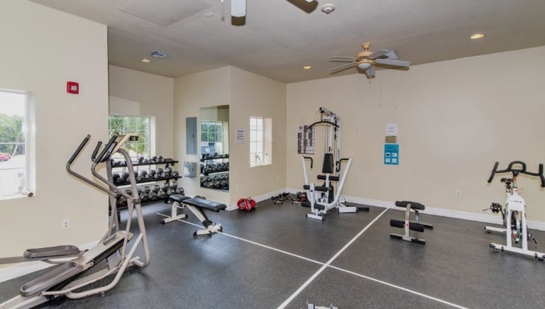 Onsite gym at this Cayman Condo Lakeside