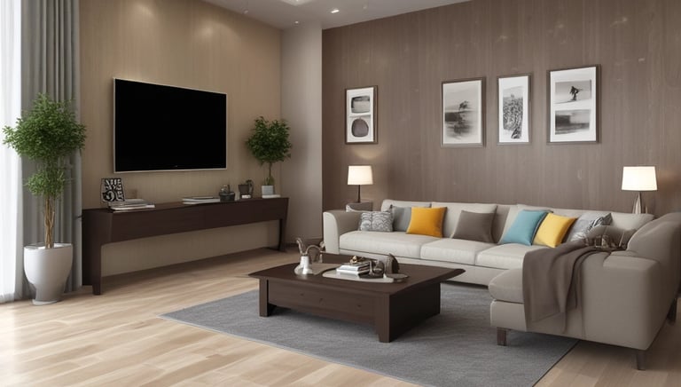 Close-up of rich wooden flooring and smooth Corian countertops in a cozy interior setting.