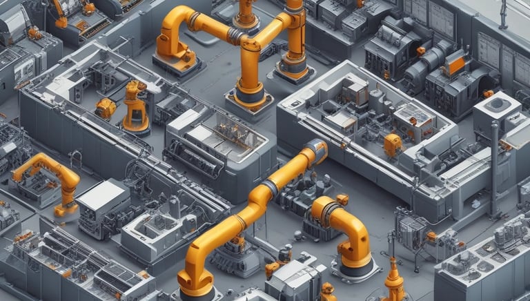 Industrial automation control panel with colorful wiring and digital displays.