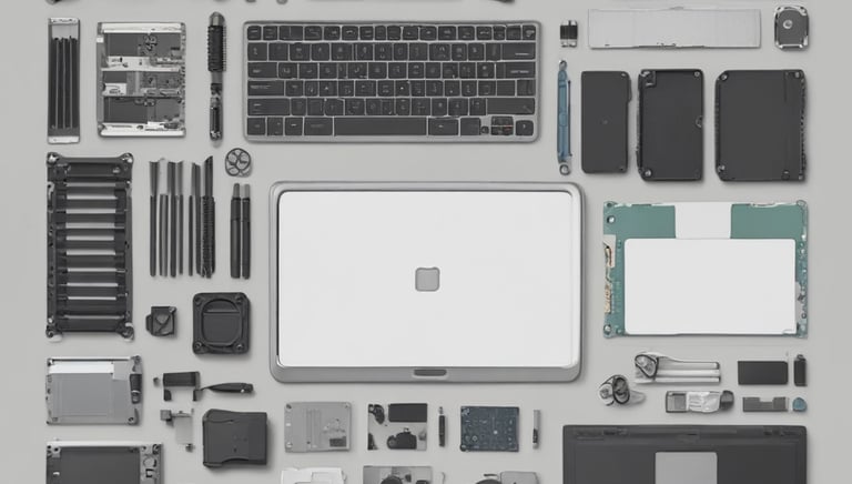 Technician repairing a computer motherboard with precision tools.