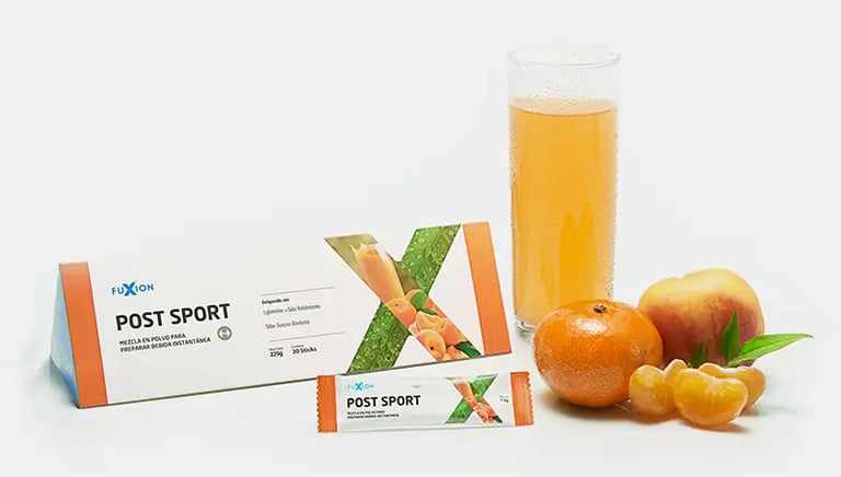 Producto en sobre sabor naranja y durazno