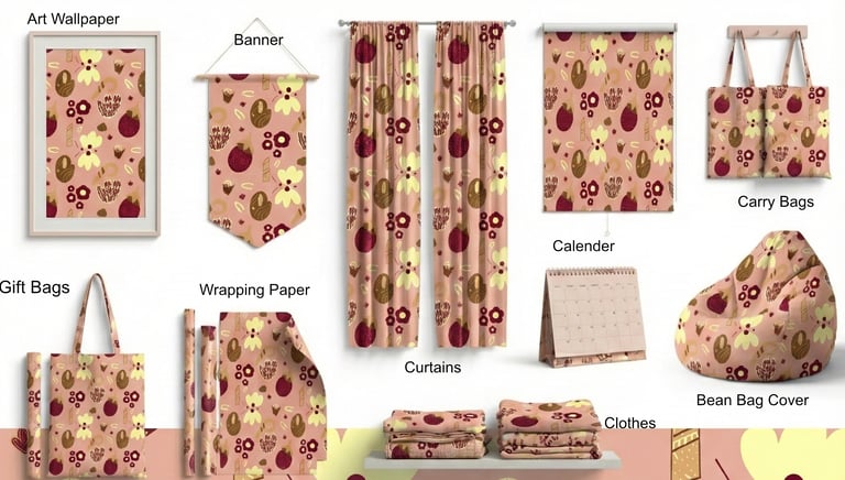 Playful floral seamless pattern for home decor and print on demand products.