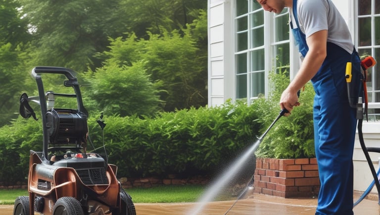 A clean, freshly washed house siding with a sparkling walkway and patio.