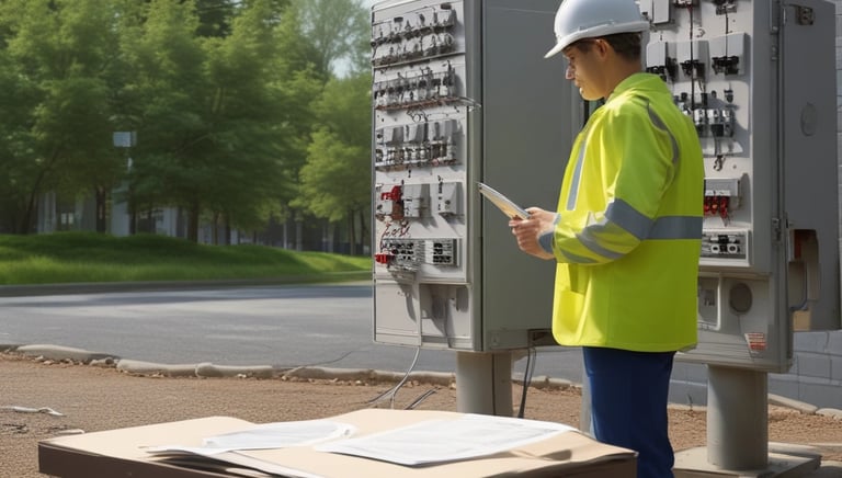 Technical electrical design blueprint with precise measurements and annotations