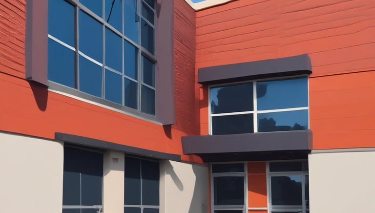 Professional painter applying fresh white paint to a home's exterior siding on a sunny day.