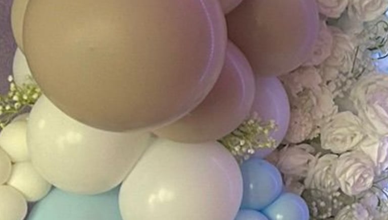 Elephant themed baby shower balloon backdrop in Liverpool